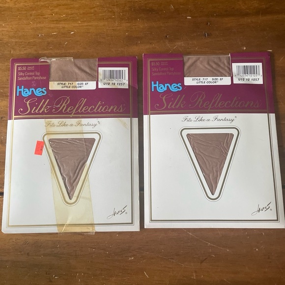 Vintage Lot 2 Hanes Silk Reflections Control Top Pantyhose Size EF Little Color - Picture 1 of 9